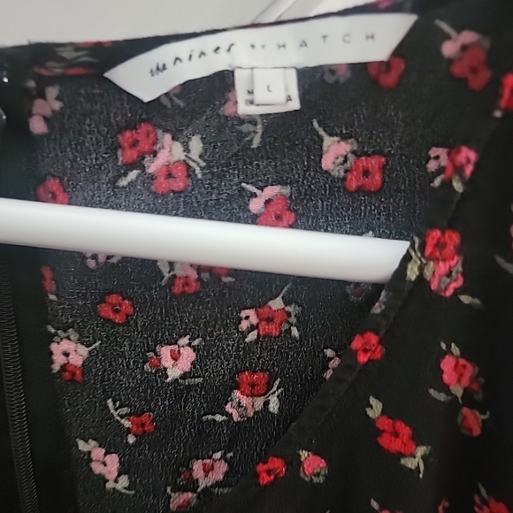 The nines by Hatch | women black jumpsuit with red floral Print Pockets Comfy - Picture 5 of 7